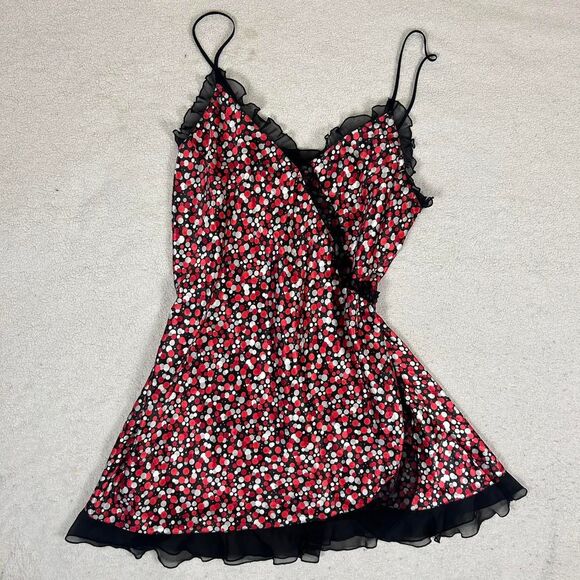 Dark Coquette Girly Grunge Red and Black Polka Slop Dress - Picture 1 of 3